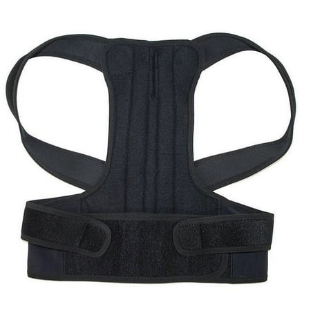 Aleko Support Straight & Relieve Upper Back Pain with Better Posture Belt Along Lower Back Shoulder Waist, Black - 2XL