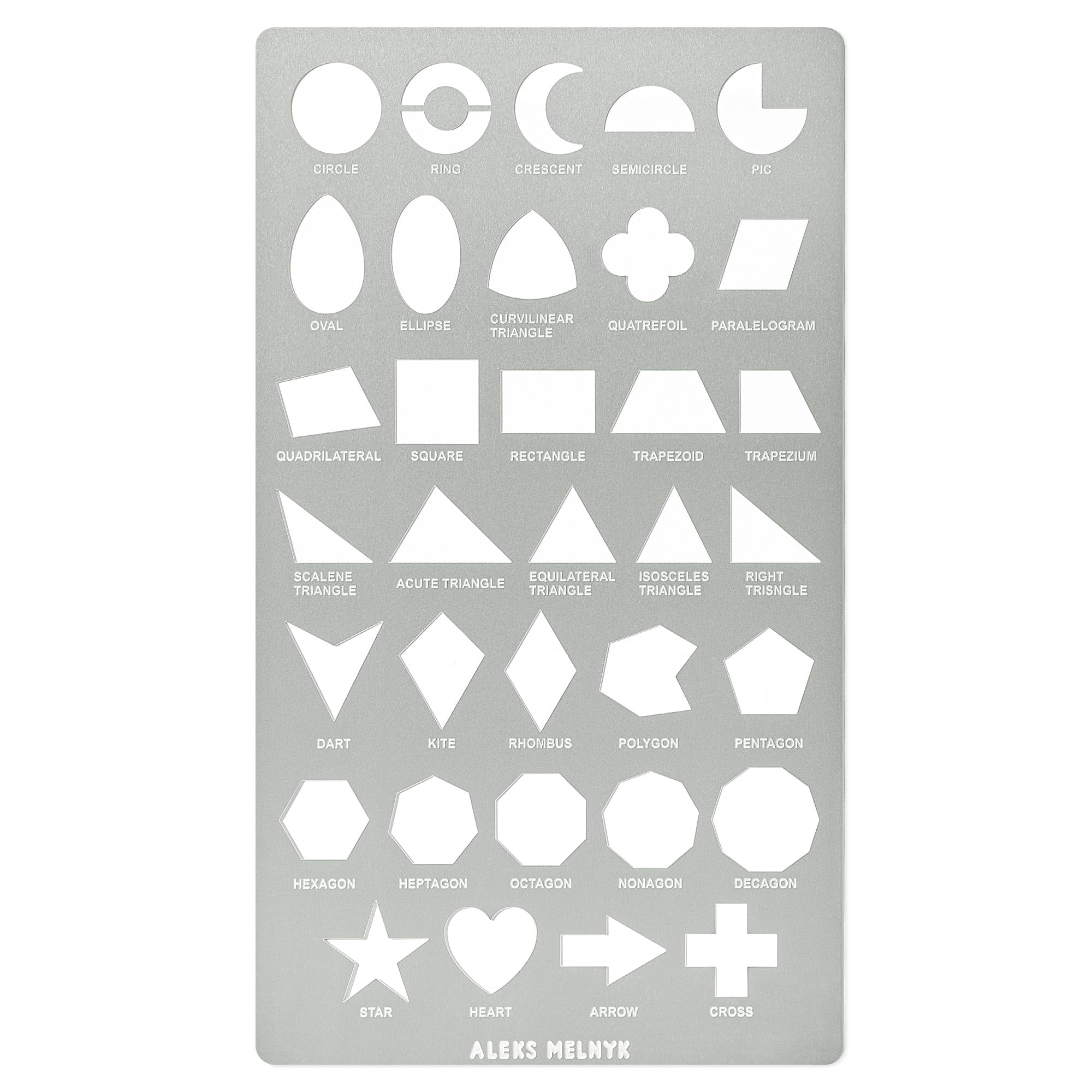 Aleks Melnyk No.414 Metal EC36 Stencil, Geometric Shapes with Definition, Small Stencil, 1 PC