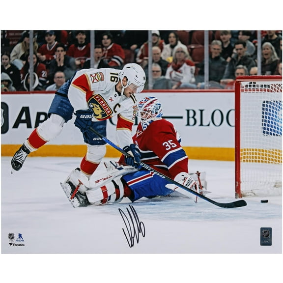 Aleksander Barkov Florida Panthers Autographed 16" x 20" White Jersey Scoring Goal Photograph - Fanatics Authentic Certified