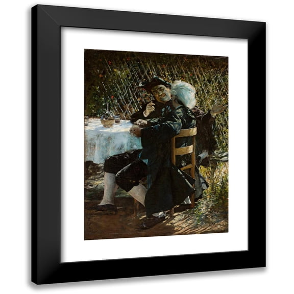 Aleksander Gierymski 11x14 Black Modern Framed Museum Art Print Titled - Priest in Conversation with a Man in a Frock Coat