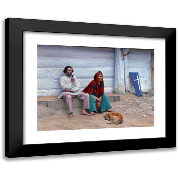 Aleksander Gierymski 14x11 Black Modern Framed Museum Art Print Titled - Peasant Coffin