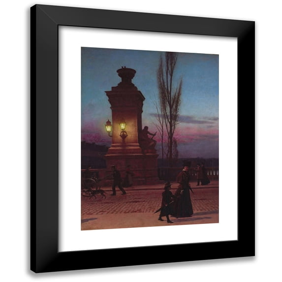 Aleksander Gierymski 14x18 Black Modern Framed Museum Art Print Titled - Ludwig Bridge in Munich (ca. 1890)