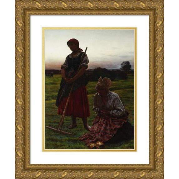 Aleksander Gierymski 19x24 Gold Ornate Framed and Double Matted Museum Art Print Titled - Prayer of the Angelus Domini (1890)