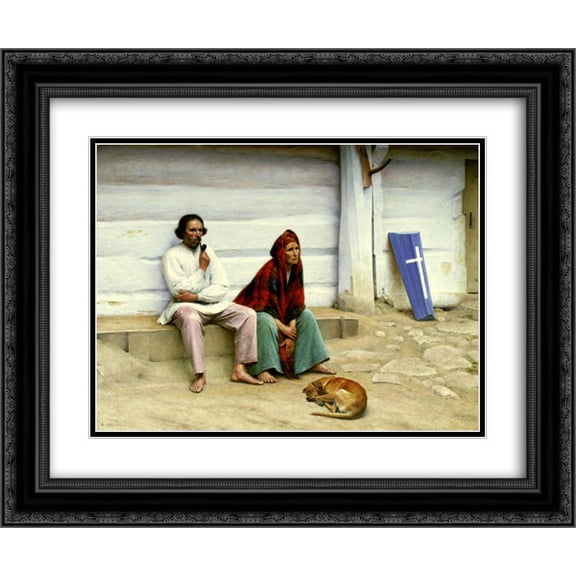 Aleksander Gierymski 2x Matted 24x20 Black Ornate Framed Art Print 'Peasant coffin'