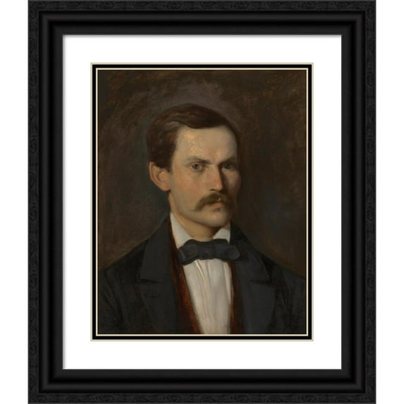 Aleksander Kotsis 12x14 Black Ornate Wood Framed Double Matted Museum Art Print Titled: Portrait of Andrzej Dziubandowski (1860)