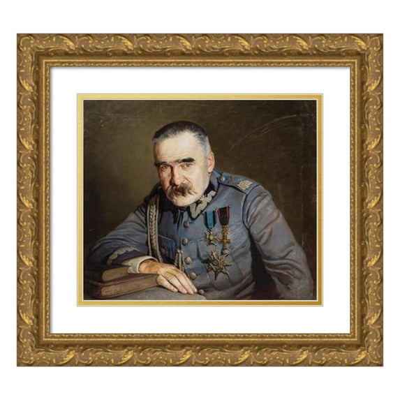 Aleksander Krawczyk 23x20 Gold Ornate Framed and Double Matted Museum Art Print Titled - Portrait of Jozef Piłsudski (1933)