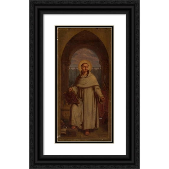 Aleksander Lesser 11x18 Black Ornate Wood Framed Double Matted Museum Art Print Titled - Sketch for "Wincenty Kadłubek" (1845)