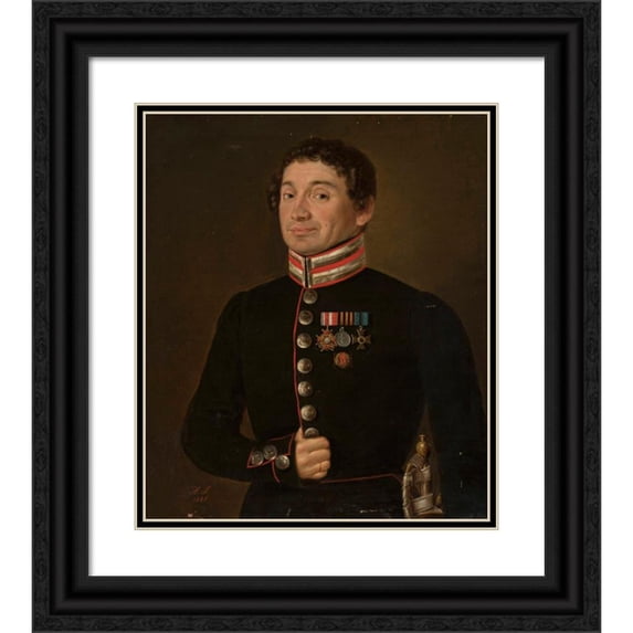 Aleksander Stankiewicz 12x14 Black Ornate Wood Framed Double Matted Museum Art Print Titled: Portrait of a Russian Military Official (1840)