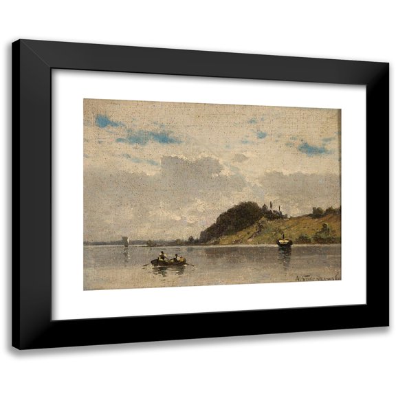 Aleksander Swieszewski 14x11 Black Modern Framed Museum Art Print Titled - River (Lake) Landscape