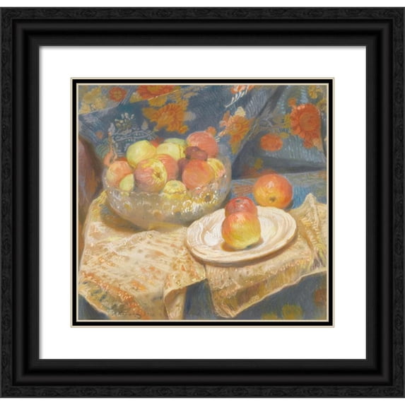 Aleksei Mikhailovich Korin 16x15 Black Ornate Wood Framed Double Matted Museum Art Print Titled - Still Life of Apples (1912)