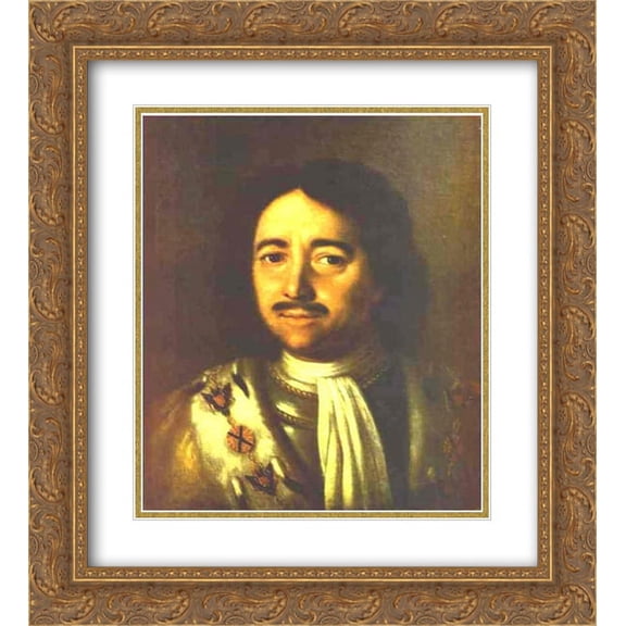 Aleksey Antropov 2x Matted 20x24 Gold Ornate Framed Art Print 'Portrait of Tsar Peter I the Great (1672-1725) '