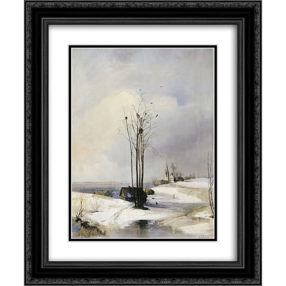 Aleksey Savrasov 2x Matted 20x24 Black Ornate Framed Art Print 'Early Spring. Thaw'
