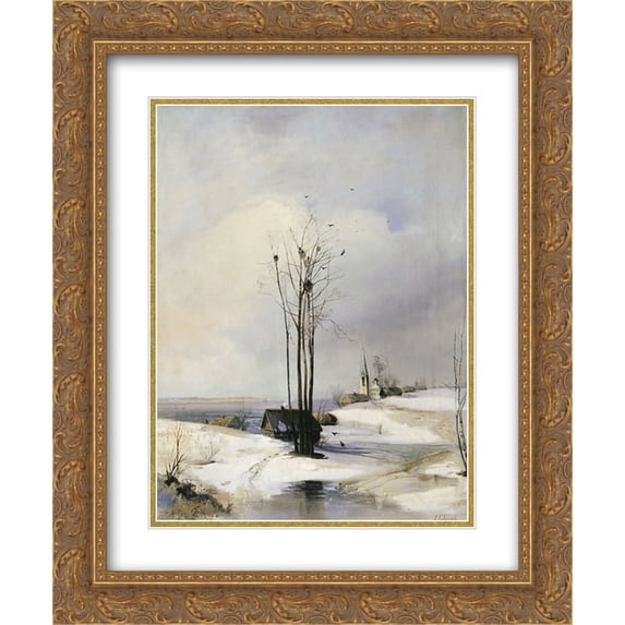 Aleksey Savrasov 2x Matted 20x24 Gold Ornate Framed Art Print 'Early Spring. Thaw'