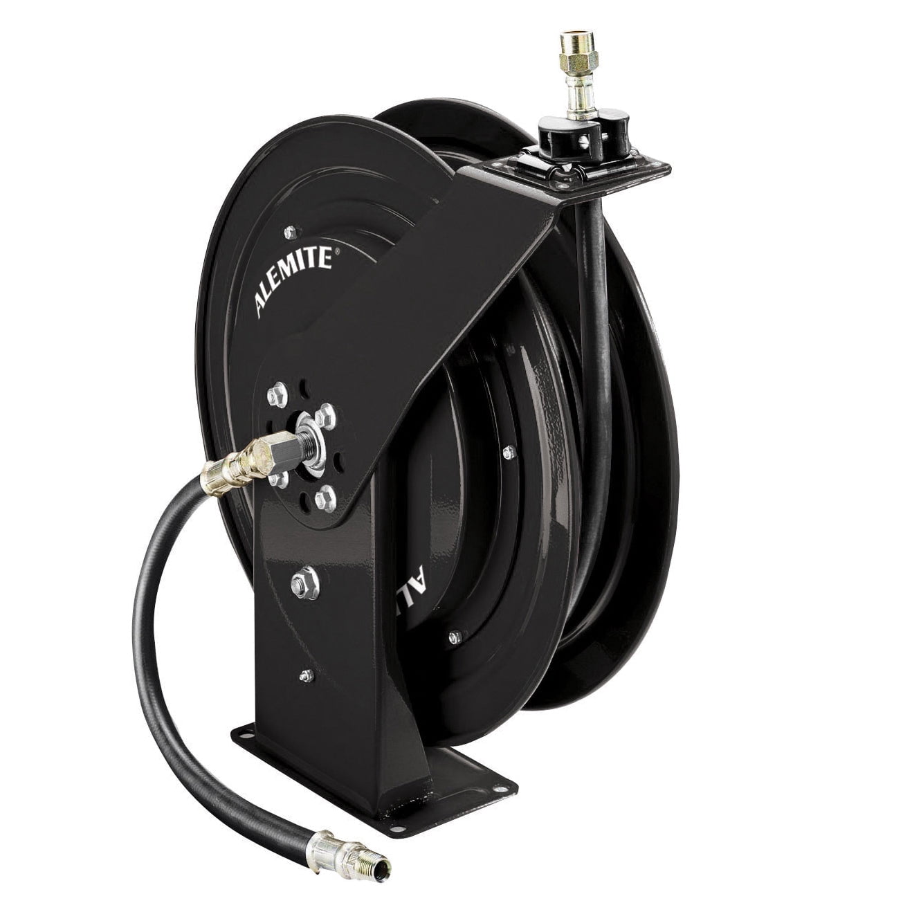 Alemite, 8078-DBK Black Heavy Duty Oil Hose Reel with 317813-50 Hose