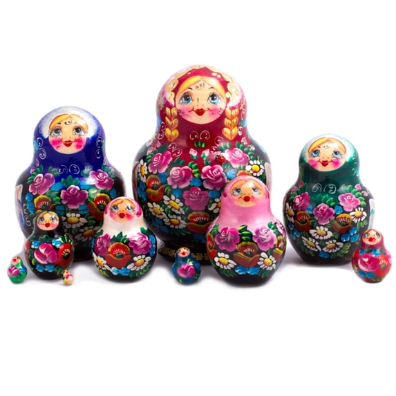 Alenushka Nesting Doll (10 pc., bordeaux)