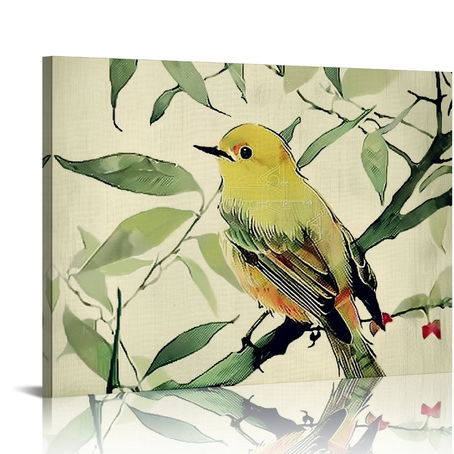 Alepadnf Bird Branch Tree Leaves Canvas Wall Art Print Home Decor