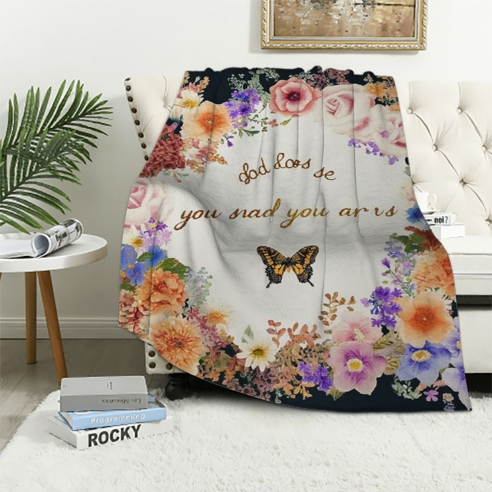 Alepadnf Flowers Cross Stitch Cloisonnism Super Soft Flannel Throw