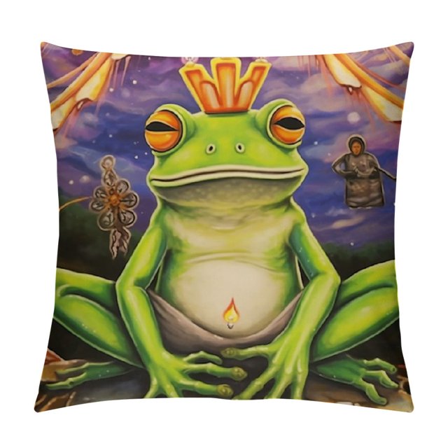 Alepadnf Frog Crown Lotus Position Pillow Cases with Zipper Home Decor