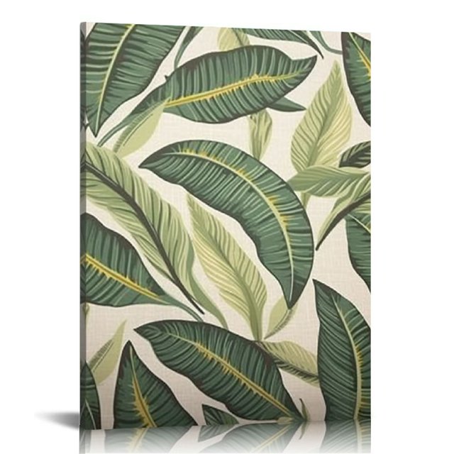 Alepadnf Green Leaf Modern Canvas Wall Art Prints for Home Decor Living