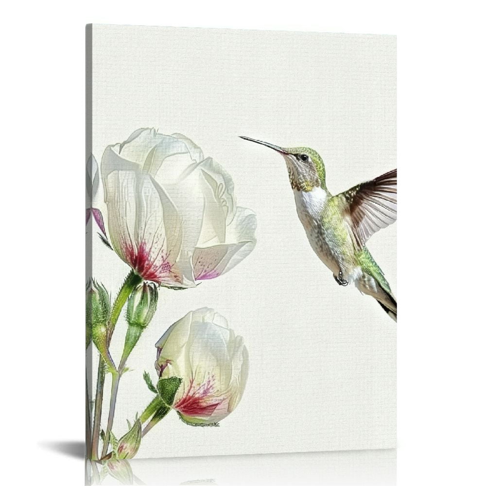 Alepadnf Hummingbird Flowers Modern Canvas Wall Art Prints for Home ...