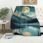 Alepadnf Mountain Lake Full Moon Forest Soft Cozy Lightweight Blankets for Kids Adults All Seasons Long-Lasting Blanket 40x50in