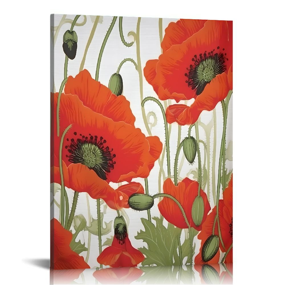 Alepadnf Red Flowers Outskirts Canvas Wall Art Painting Prints