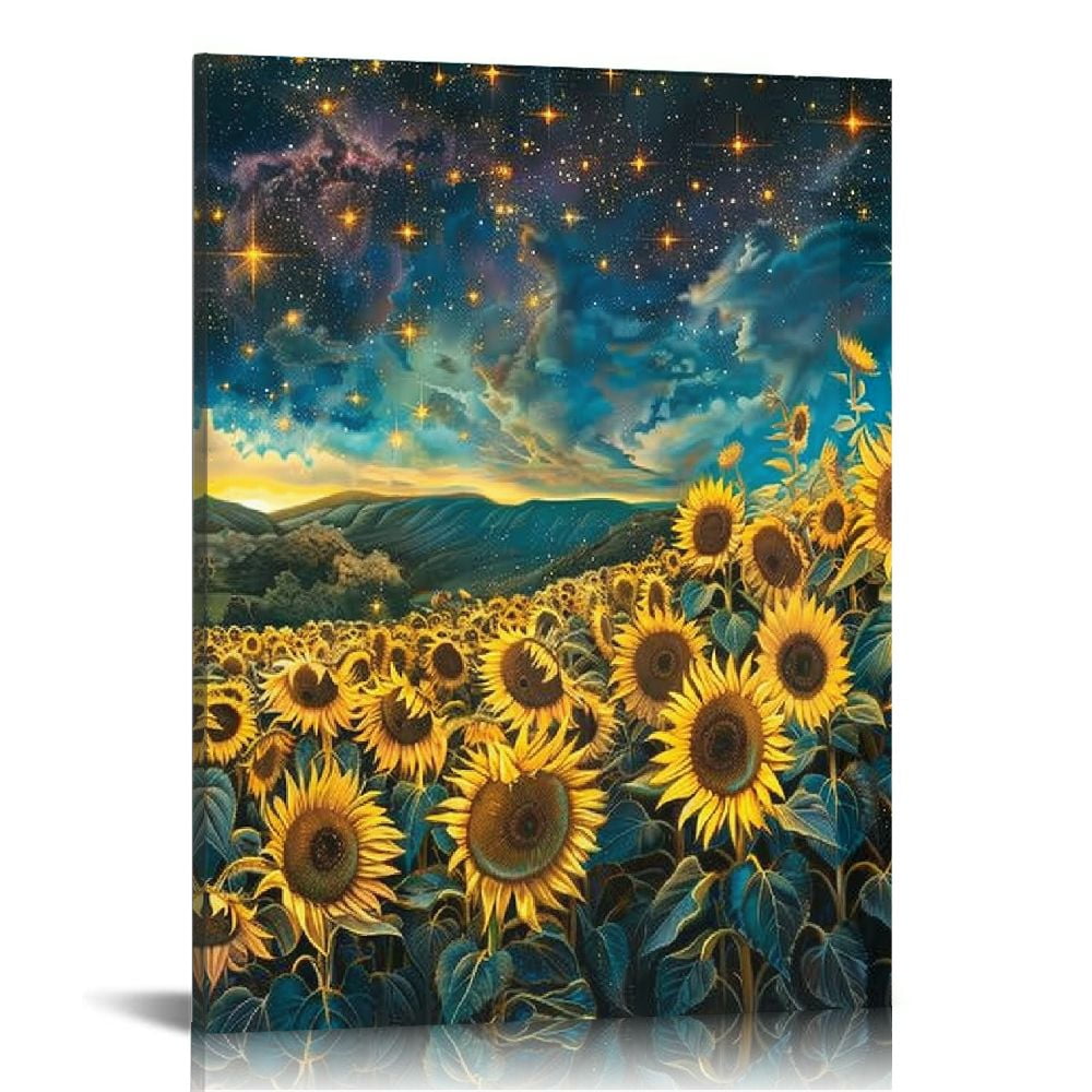 Alepadnf Sunflowers Rustic Canvas Wall Decor Art Hanging Living Room Bedroom Home Office Wall