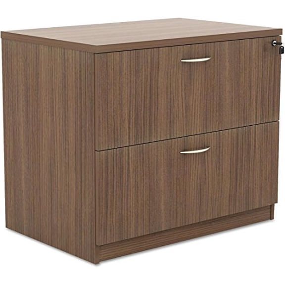 Alera 2 Drawers Lateral Lockable Filing Cabinet, Modern Walnut