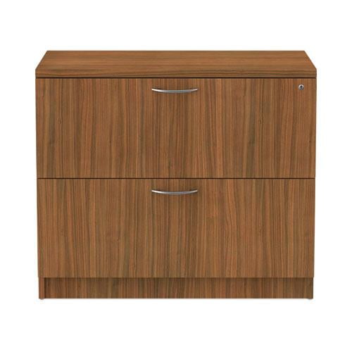 Modern Walnut 2-Drawer Lockable Lateral File Cabinet
