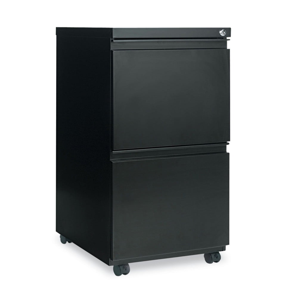 Black Mobile 2-Drawer Lockable Steel Filing Cabinet
