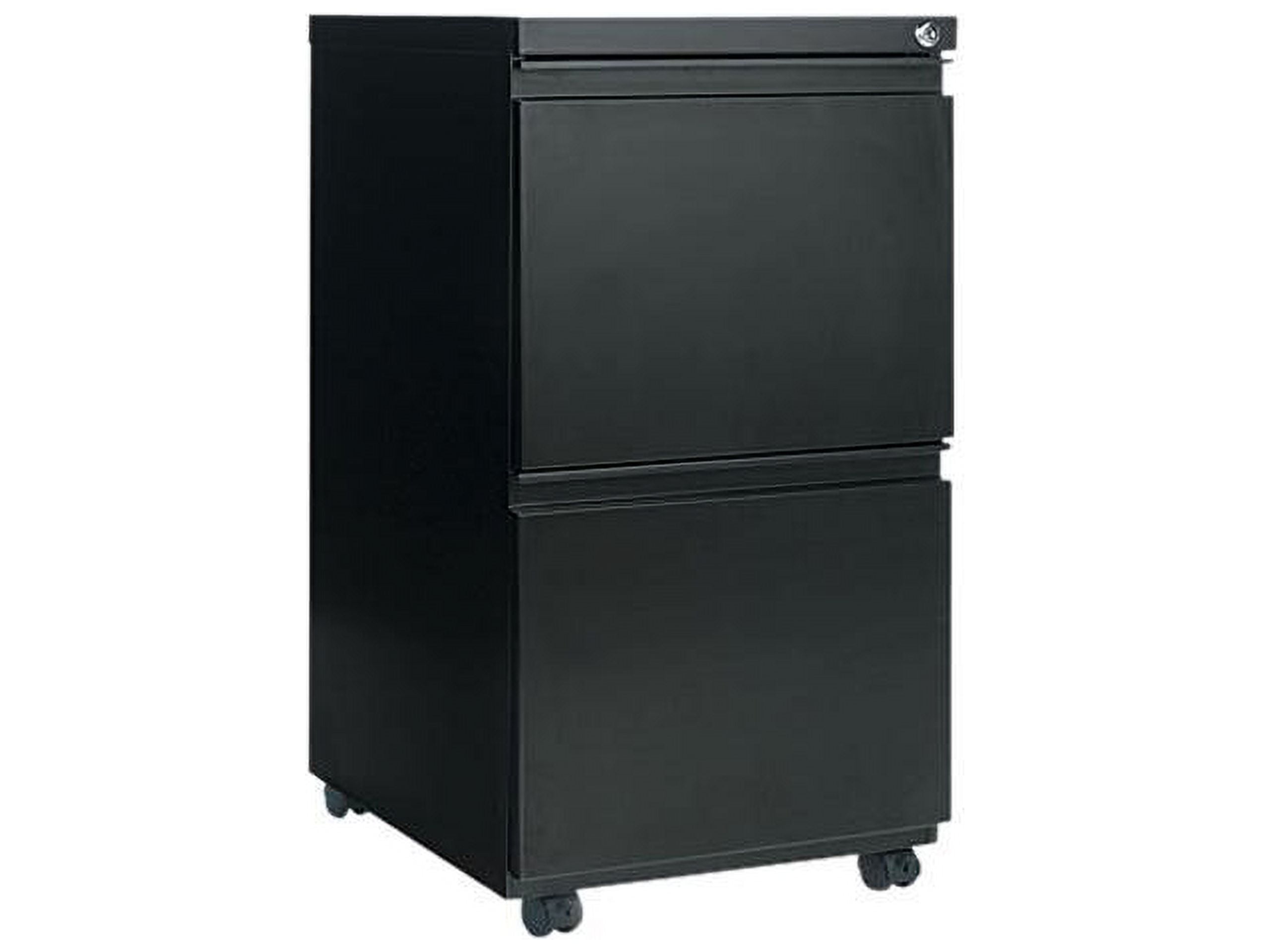 Black Mobile 2-Drawer Lockable Steel Filing Cabinet