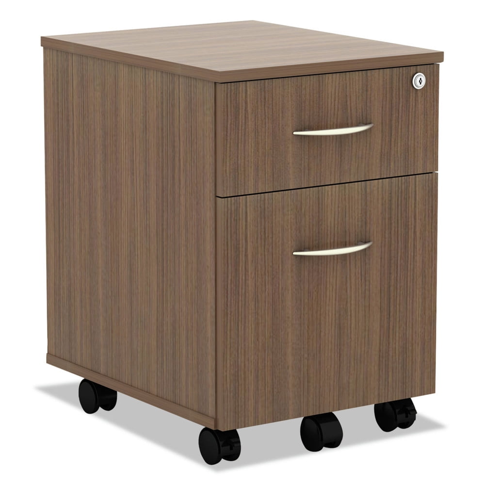 Walnut Woodgrain 25'' Lockable 2-Drawer Mobile File Pedestal