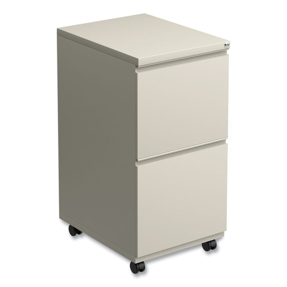 Putty Beige Mobile Metal Pedestal File Cabinet with 2 Lockable Drawers