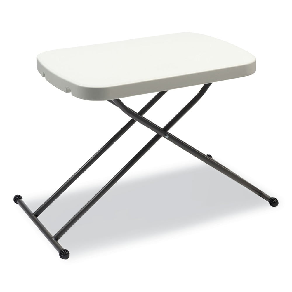 Adjustable White and Dark Gray Folding Table with Metal Legs