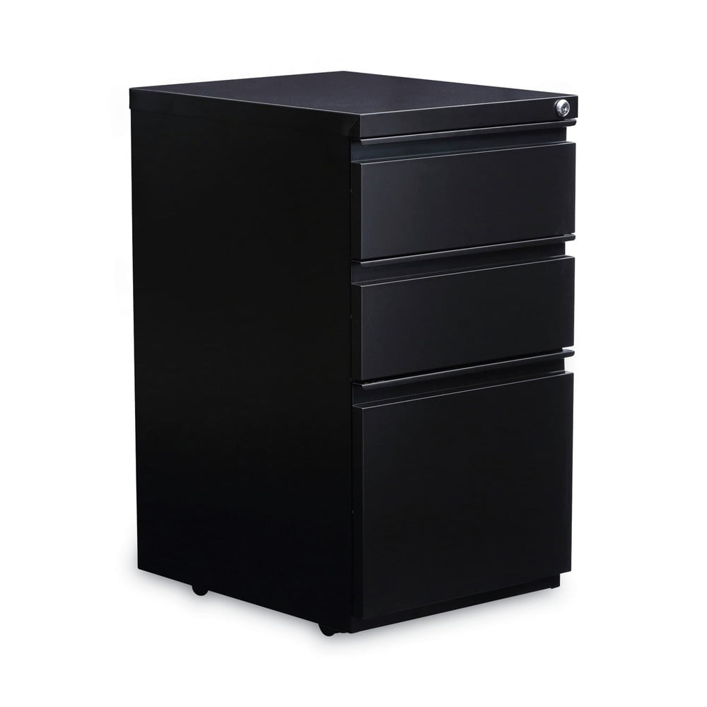 Black Vertical Mobile 3-Drawer Lockable Filing Cabinet
