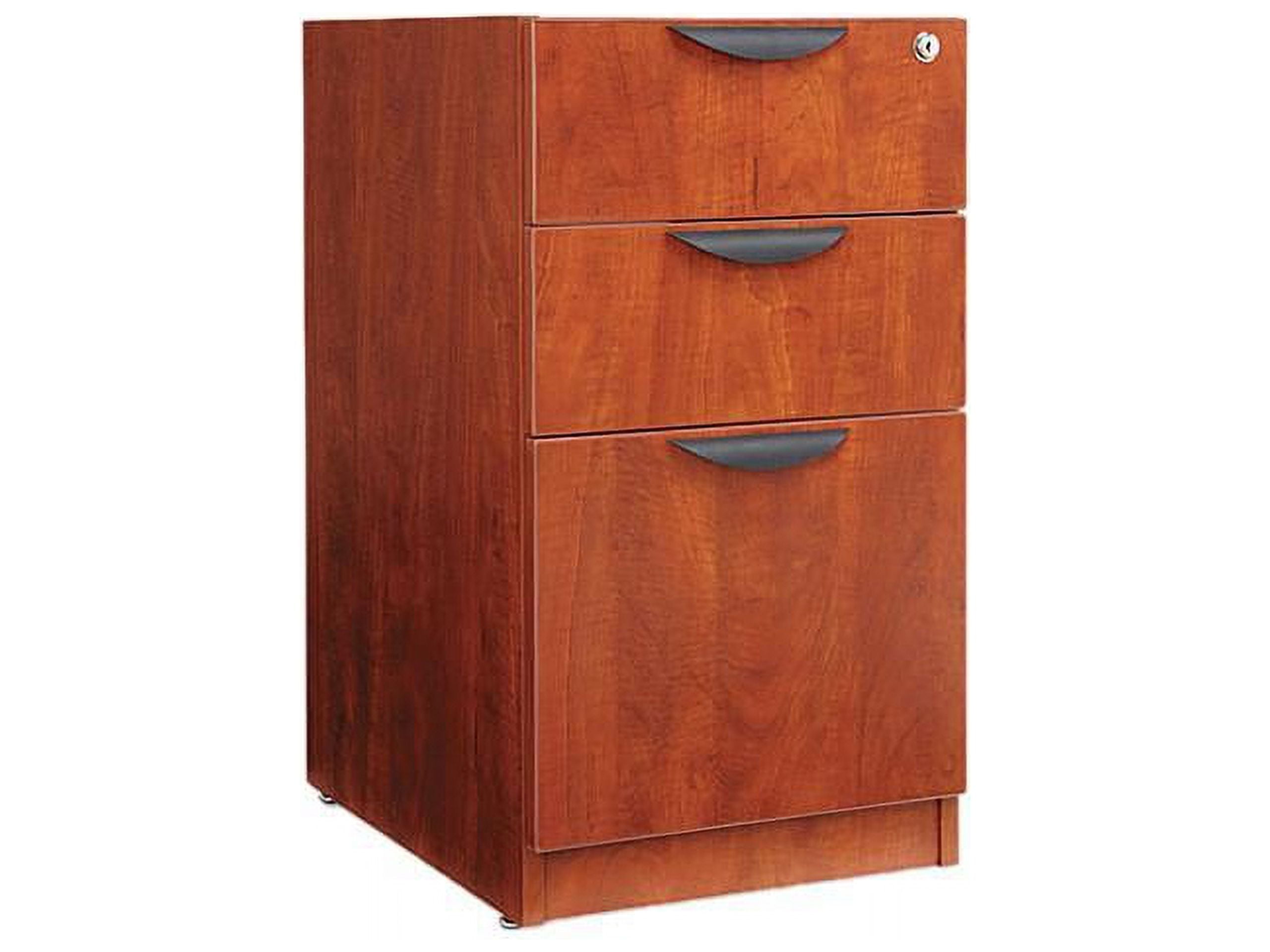 Medium Cherry 3-Drawer Lockable Legal Size Pedestal File Cabinet