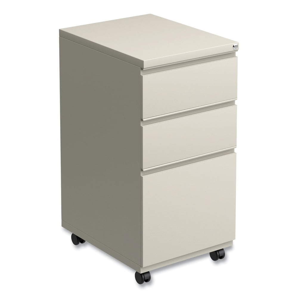 Beige Steel Mobile 3-Drawer Lockable Filing Cabinet