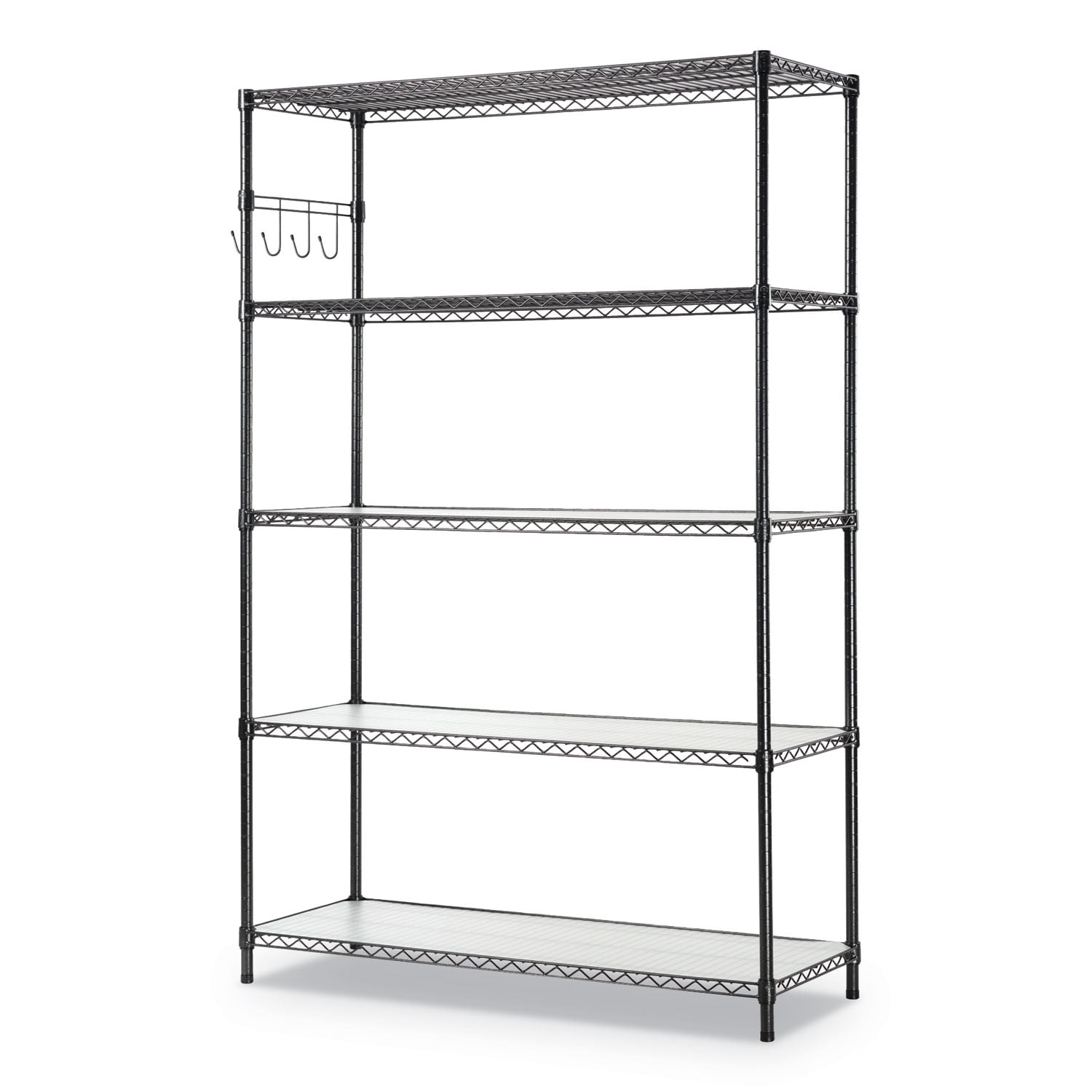 Versatile Black Anthracite 5-Shelf Wire Shelving Unit with Casters, 48"W x 18"D x 72"H