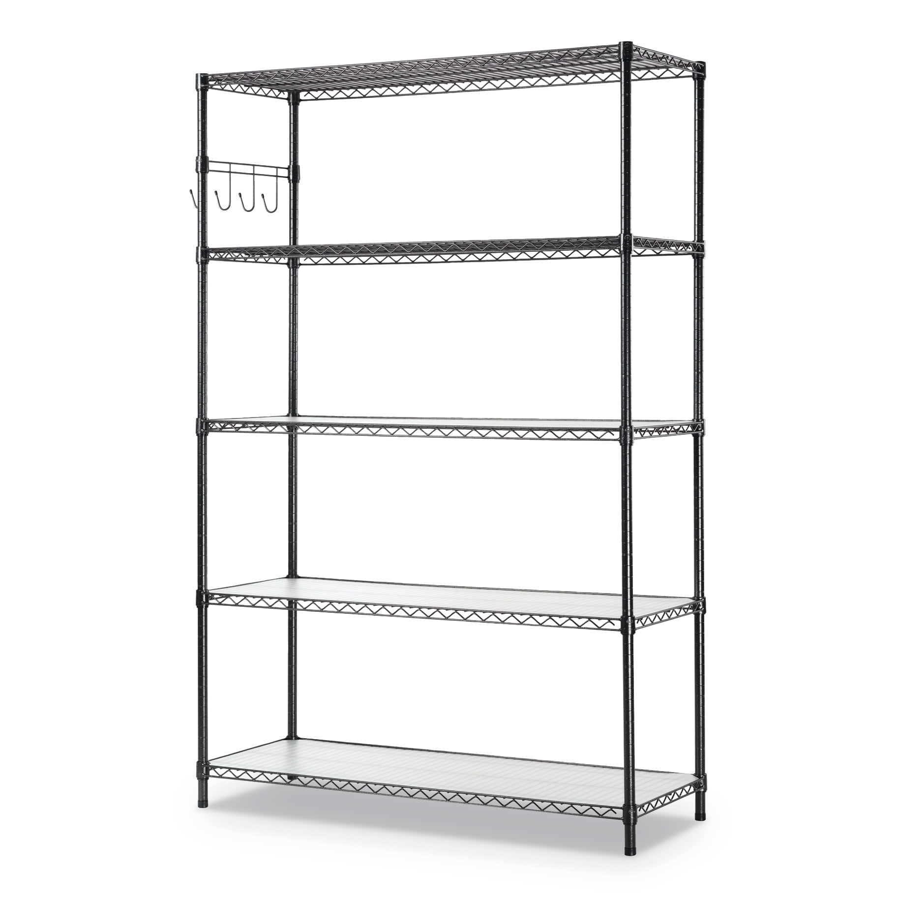 Alera 5-Shelf Wire Shelving Kit with Casters and Shelf Liners, 48w x 18d x 72h, Black Anthracite