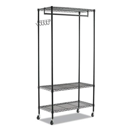 Alera Wire Shelving Garment Rack, 40 Garments, 48w x 18d x 75h, Black
