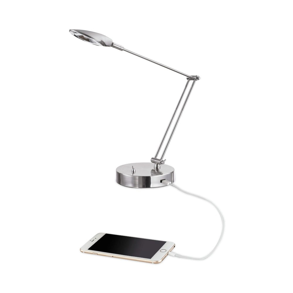 Adjustable Brushed Nickel LED Task Lamp with USB Port