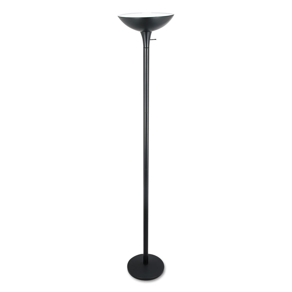 Matte Black Metal Torchiere Floor Lamp with 3-Way Switch