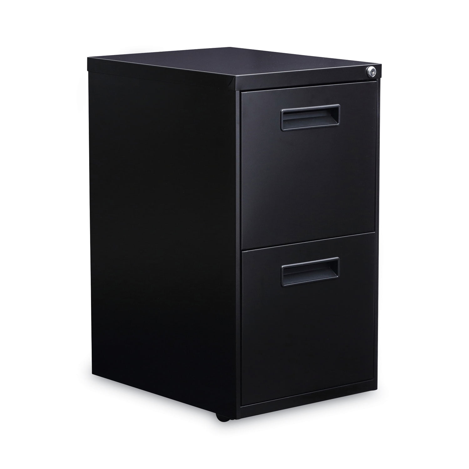 Black 2-Drawer Mobile Steel File Cabinet with Lock