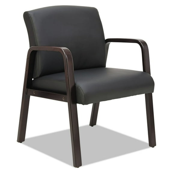 Alera ALERL4319E Reception Lounge WL Series 24.21 in. x 24.8 in. x 32.67 in. Guest Chair - Black Seat/Back, Espresso Base
