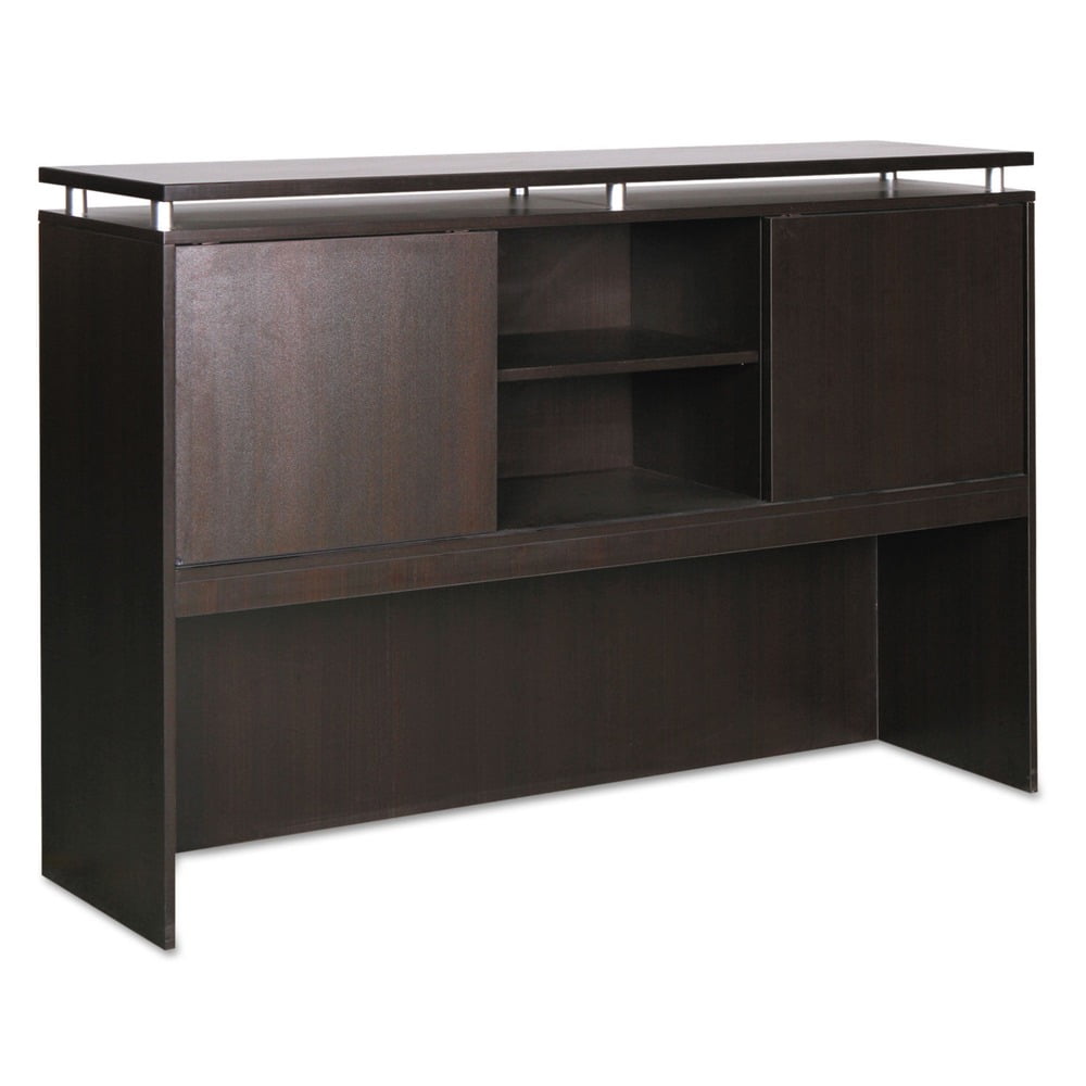 Espresso 42.5'' H Woodgrain Laminate Desk Hutch with Sliding Doors