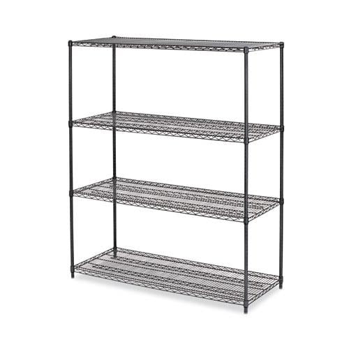Alera ALESW206024BA 60 in. x 24 in. x 72 in. 4-Shelf All-Purpose Wire Shelving Starter Kit - Black Anthracite Plus