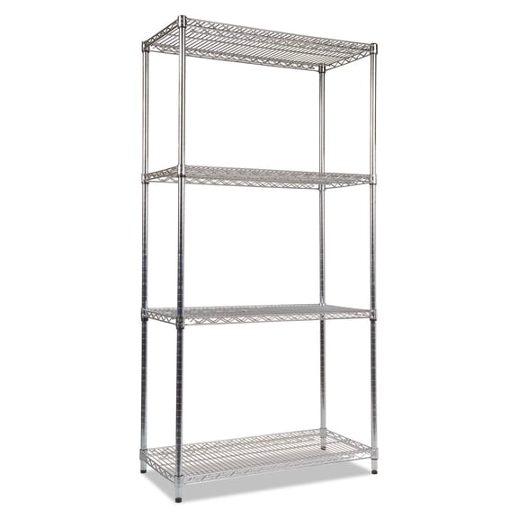 Alera NSF Certified Industrial 4-Shelf Wire Shelving Kit, 36 x 18 x 72, Silver -ALESW503618SR