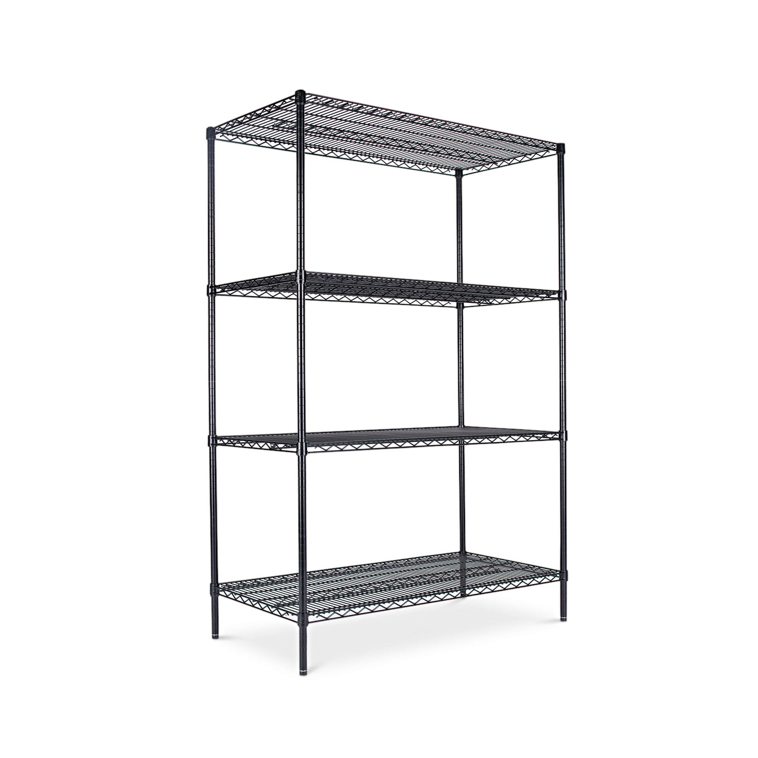 Black Heavy-Duty 4-Tier Steel Wire Shelf Rack