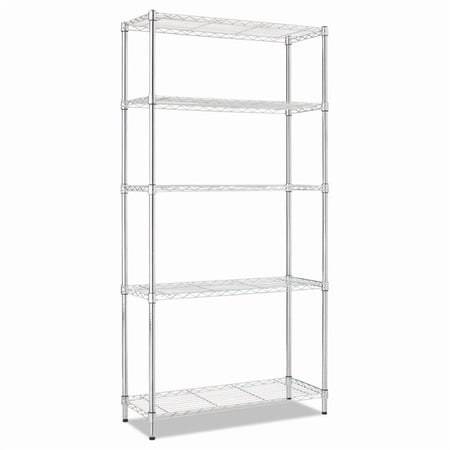Alera ALE Residential Wire Shelving, Five-Shelf, 36w x 14d x 72h, Silver