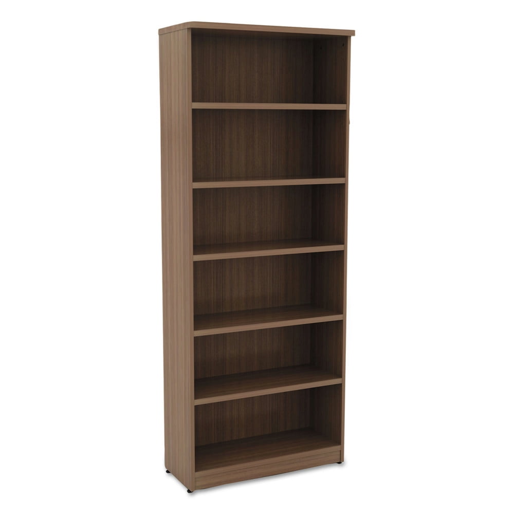 Valencia Modern Walnut 6-Shelf Adjustable Woodgrain Bookcase
